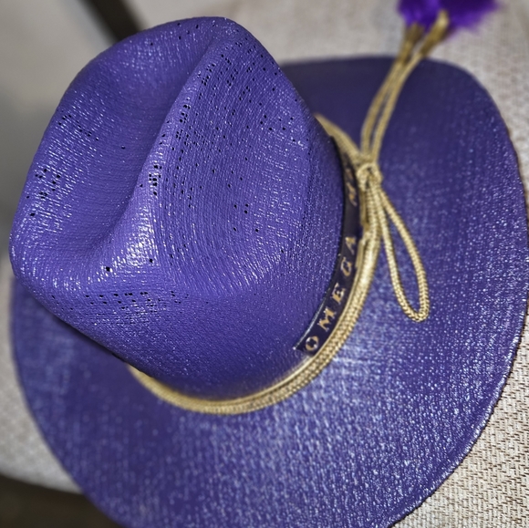 "The Purple Cowboy"Omega Men EditionPurple Men's Straw Cowboy hat with gold - Picture 5 of 12